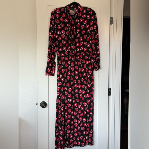 Moschino Dresses & Skirts - Moschino Black and Red Heart Long Sleeve Maxi Dress US size 8